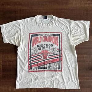 1993 Chicago Bulls World Champions T-Shirt In White And Red